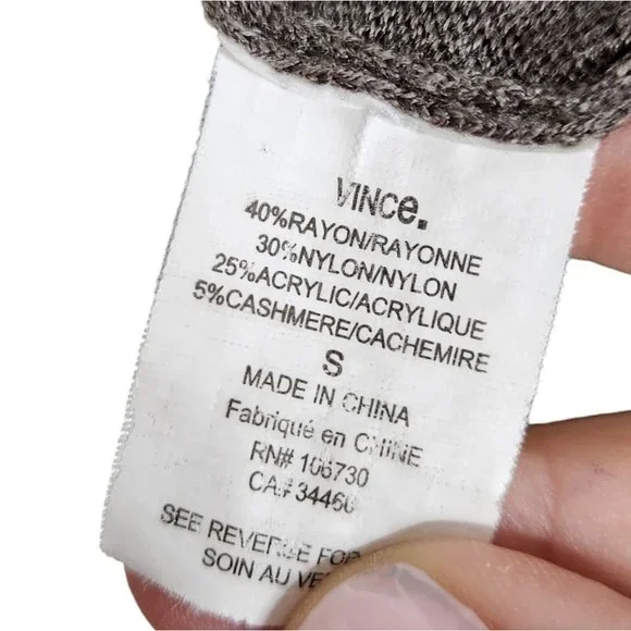 VINCE. Sweater Womens Small Brown Tie Front Cashmere Blend Draped Cardigan Shirt - Picture 7 of 9